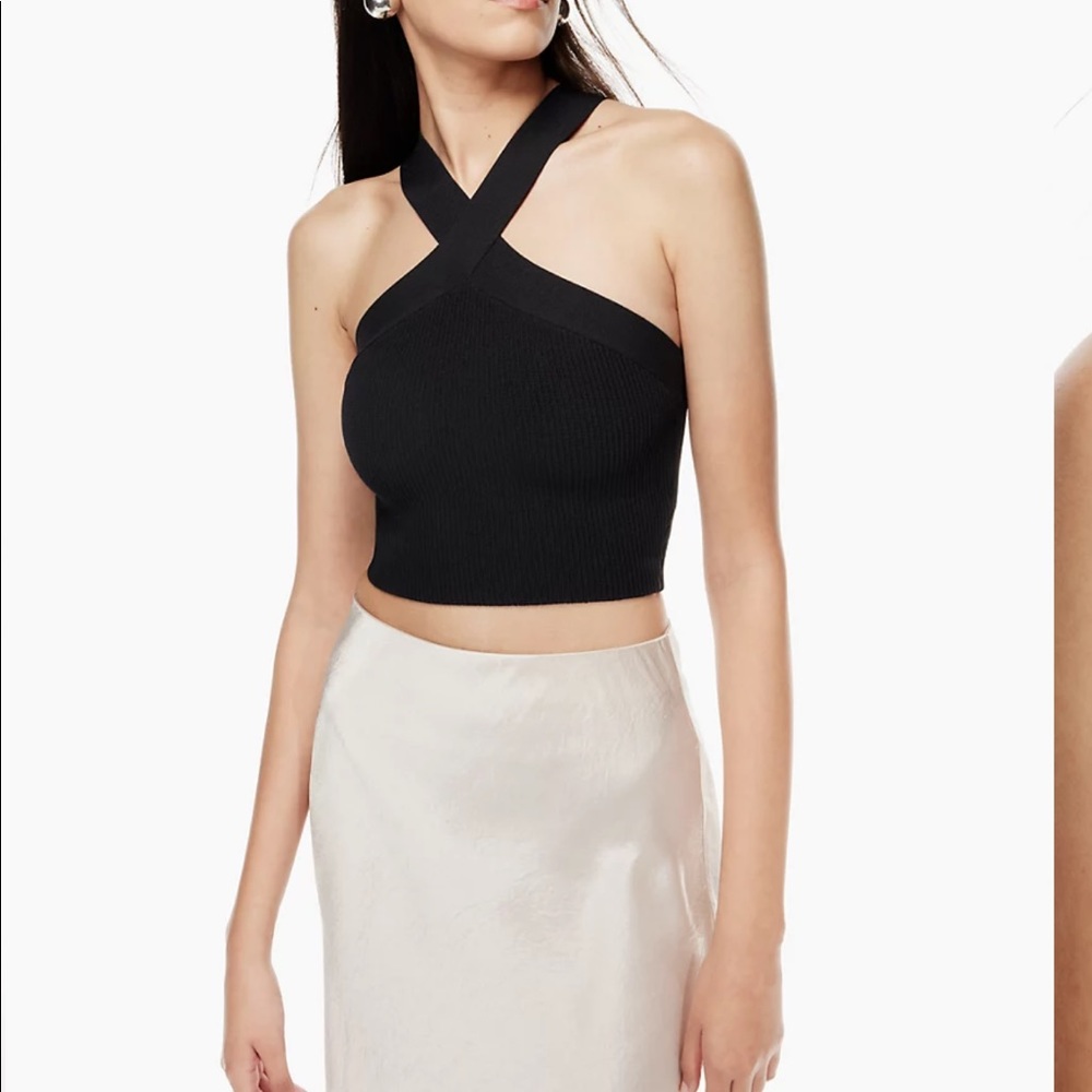 Babaton sculpt knit criss cross cropped tank